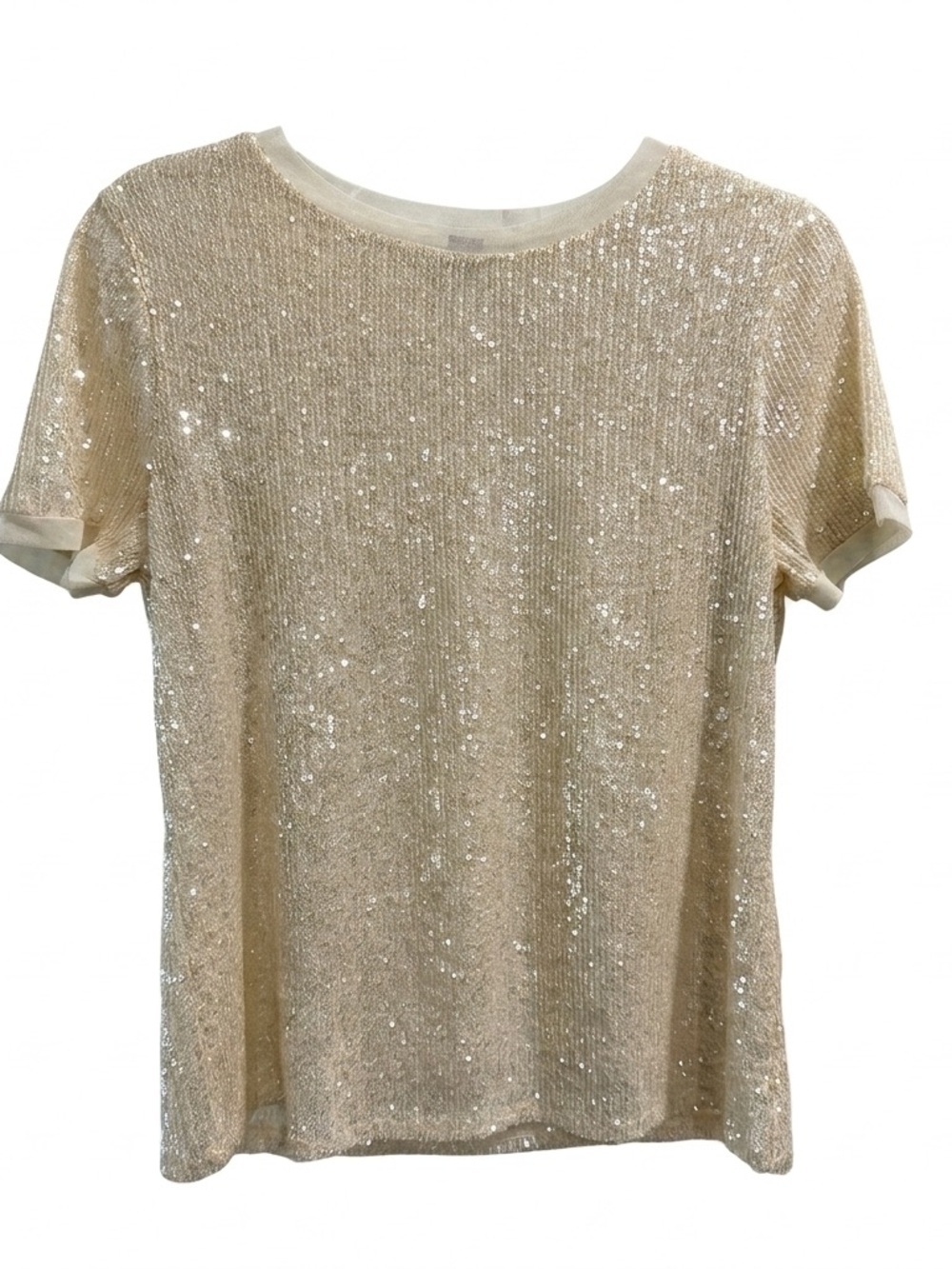 Anne Klein Lined Short Sleeve Sequin Top Size Small Rush Week B2C Going Out